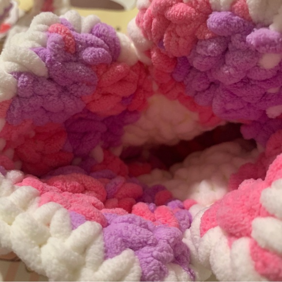 Crochet Pink, Purple and White Flower Design Bag - Picture 3 of 16